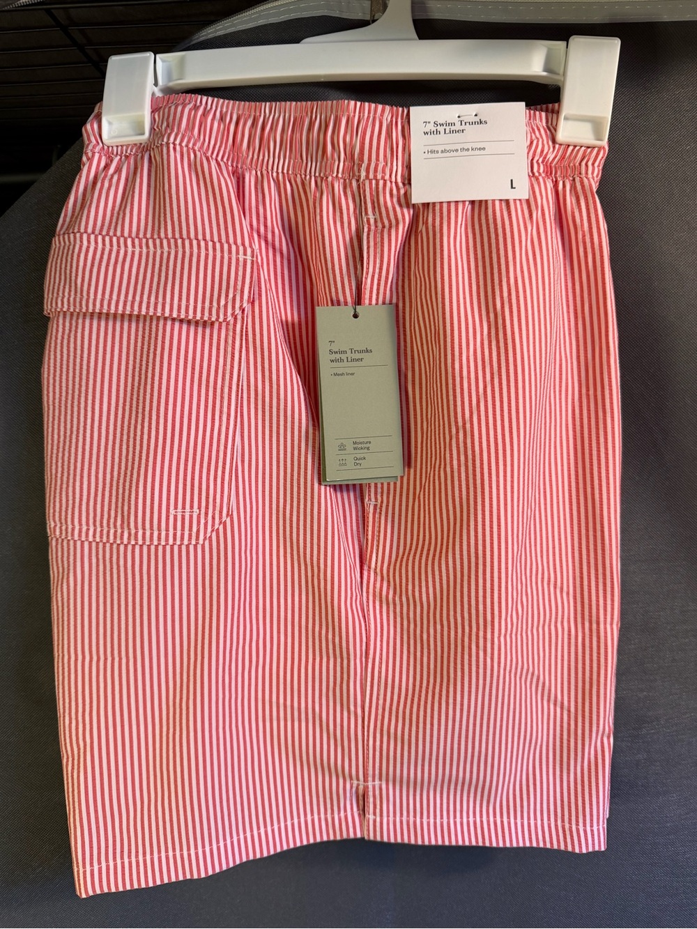 Goodfellow & Co Pink and White Striped Men’s Swim Trunks